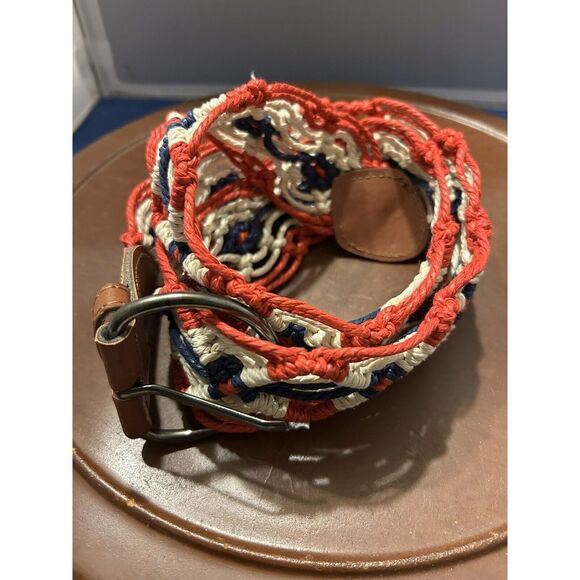 Accessories - Vintage Braided Leather Accent‎ Belt Size 9 Red White Blue Boho Western Hippie